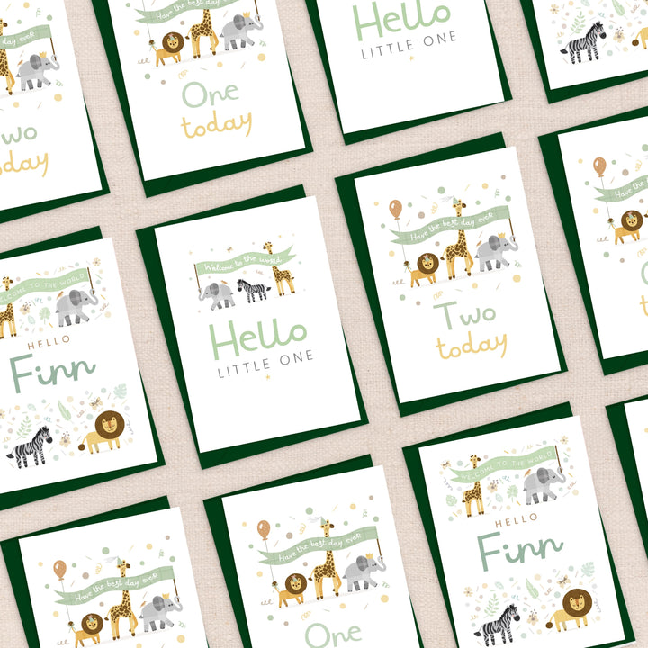 Safari Three Today Card, Cute Safari Animals 3rd Birthday Card