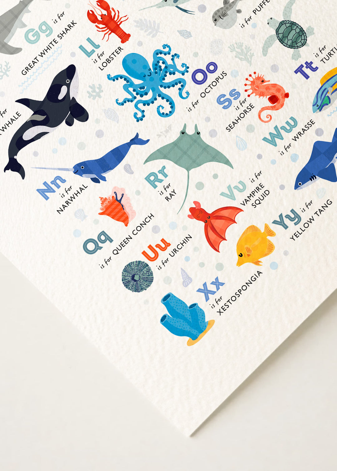 A to Z of the Sea, an Ocean Animals Alphabet Print