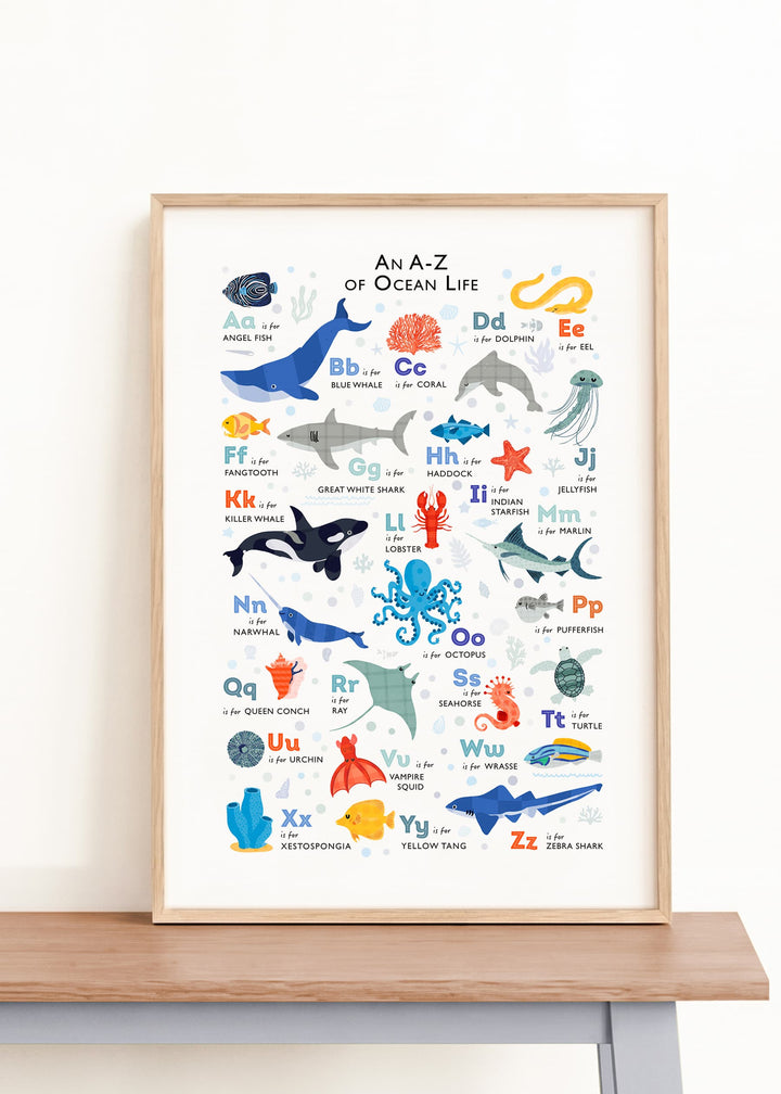 A to Z of the Sea, an Ocean Animals Alphabet Print
