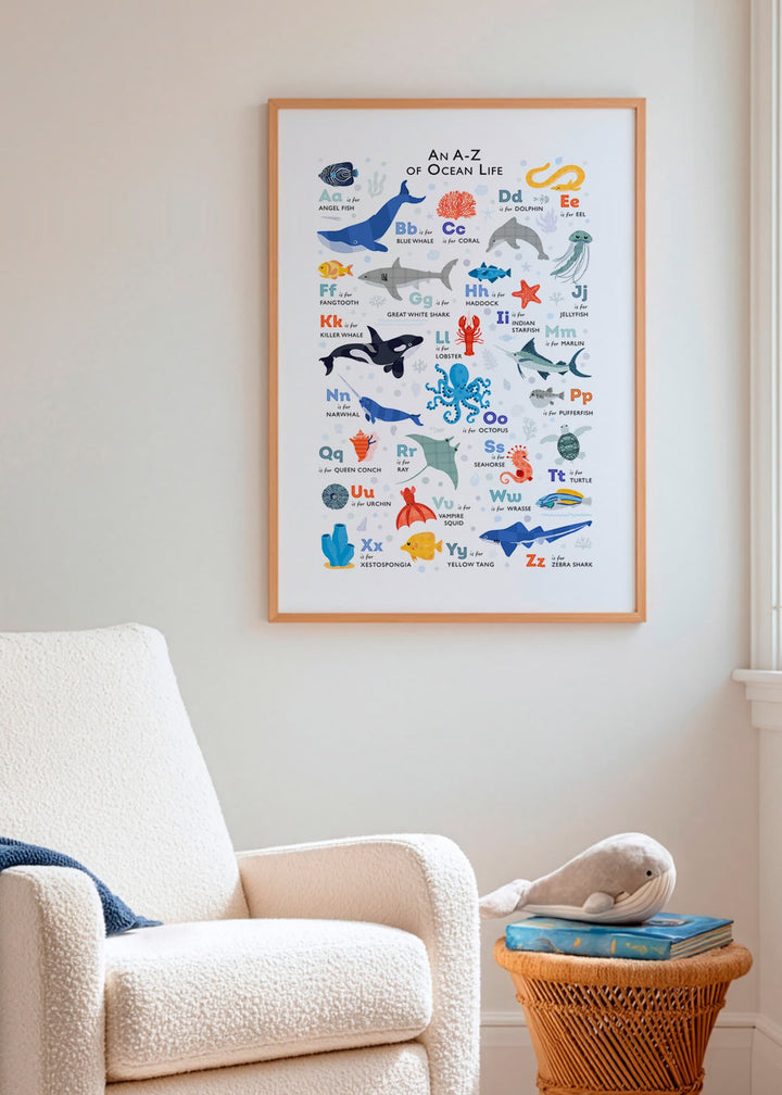 A to Z of the Sea, an Ocean Animals Alphabet Print