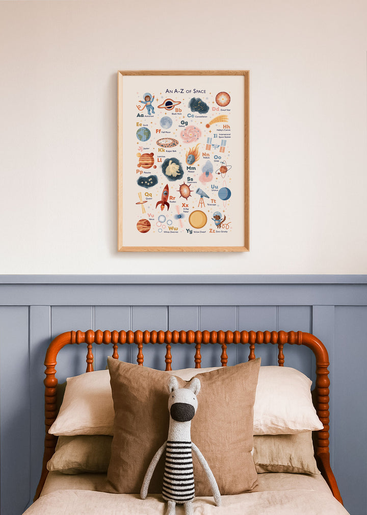Personalised Space Alphabet Print | Solar System ABC Poster &amp; Nursery Wall Art