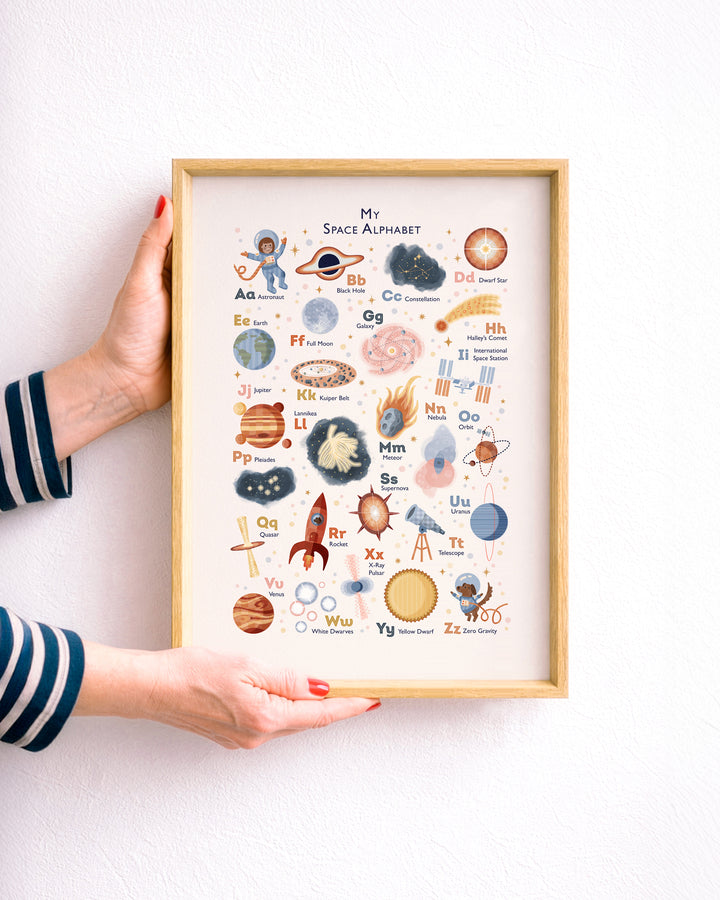 Personalised Space Alphabet Print | Solar System ABC Poster & Nursery Wall Art