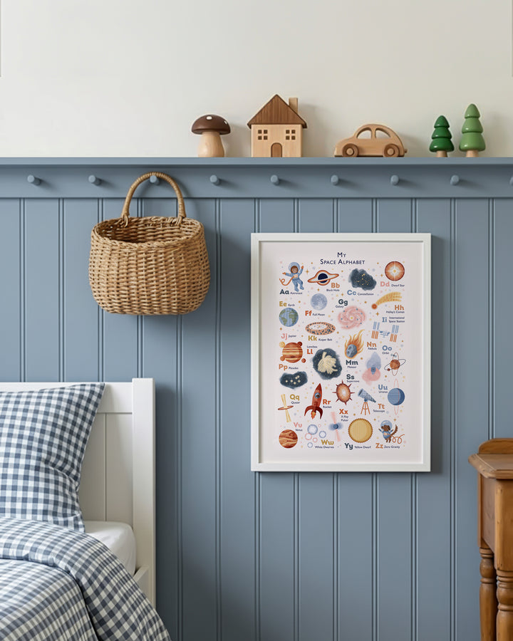 Personalised Space Alphabet Print | Solar System ABC Poster & Nursery Wall Art