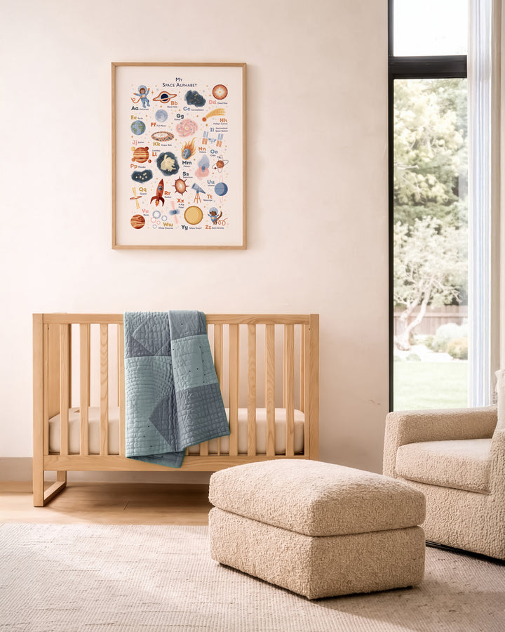 Personalised Space Alphabet Print | Solar System ABC Poster & Nursery Wall Art