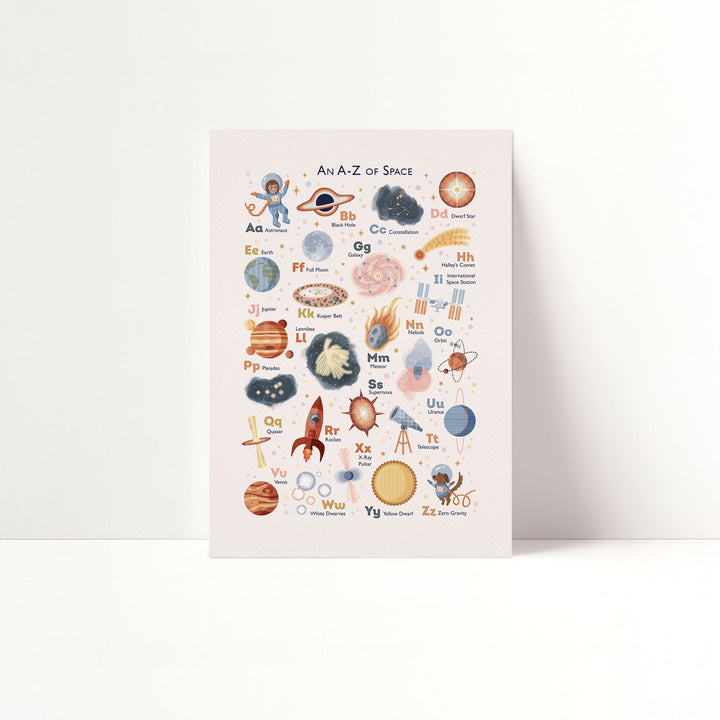 Personalised Space Alphabet Print | Solar System ABC Poster &amp; Nursery Wall Art