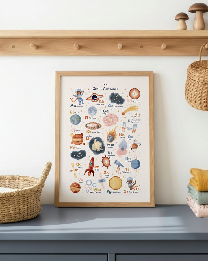 Personalised Space Alphabet Print | Solar System ABC Poster & Nursery Wall Art