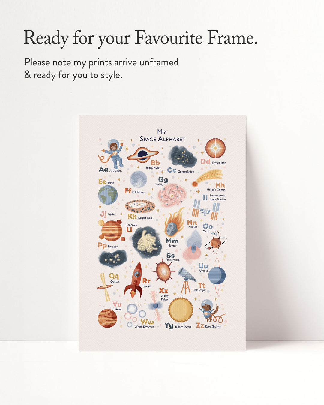 Personalised Space Alphabet Print | Solar System ABC Poster & Nursery Wall Art