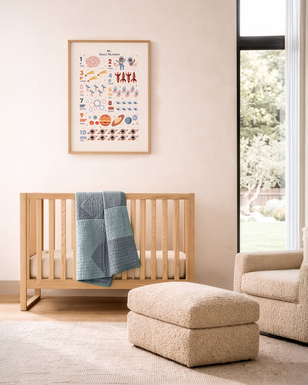 Personalised Space Numbers Print | Solar System Counting Poster & Nursery Wall Art