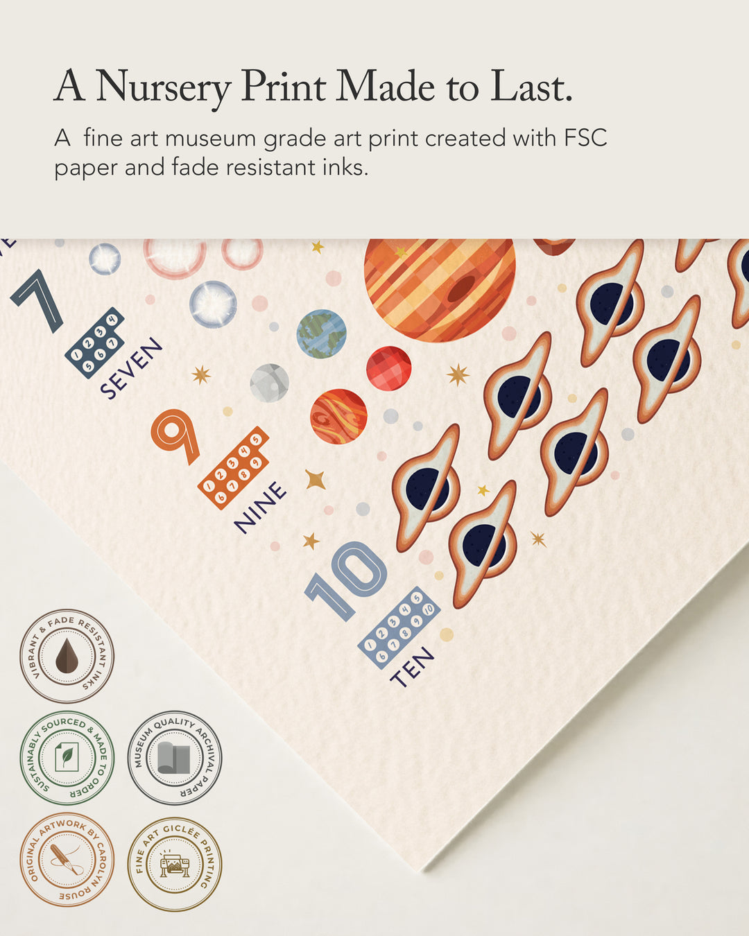 Personalised Space Numbers Print | Solar System Counting Poster & Nursery Wall Art