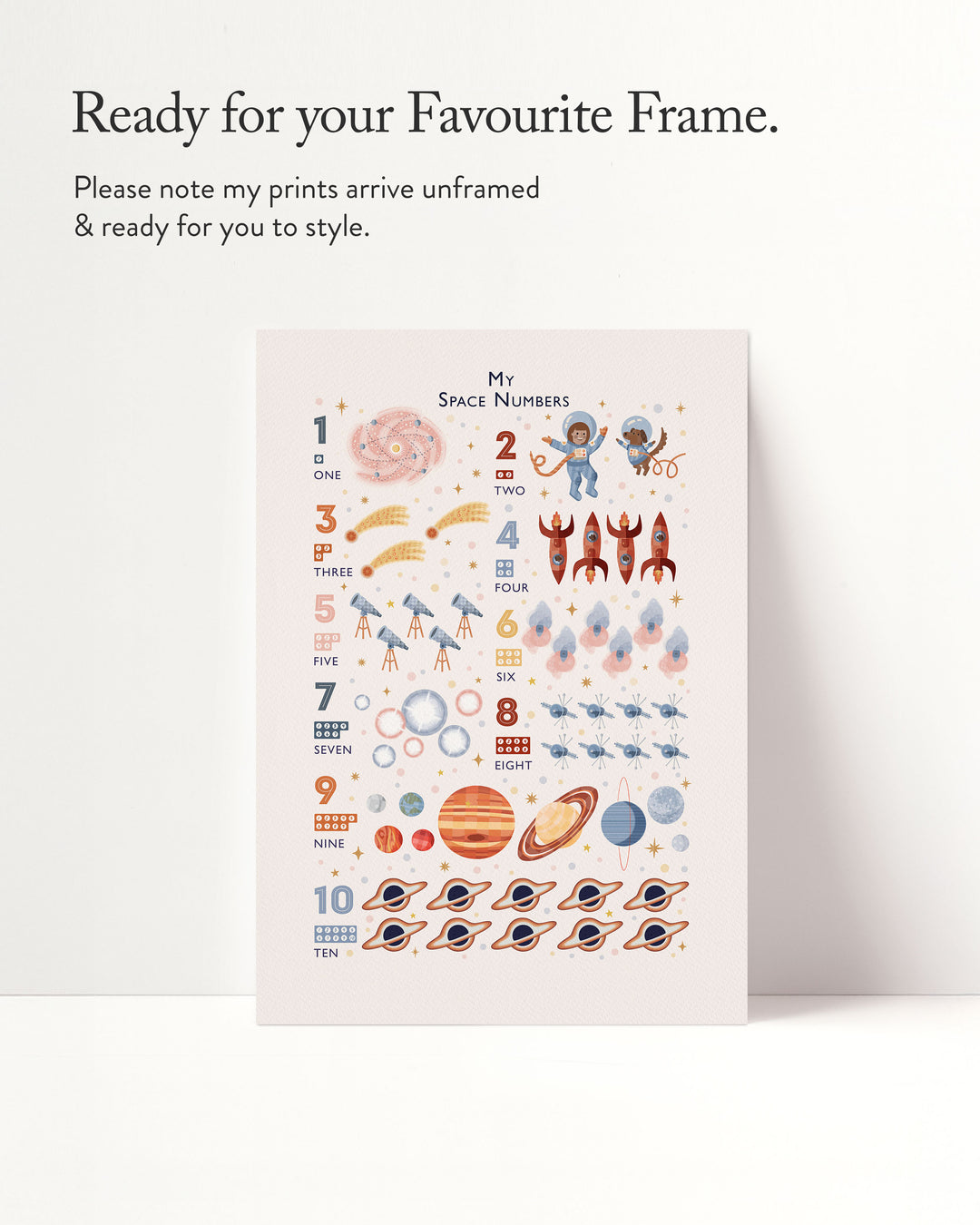 Personalised Space Numbers Print | Solar System Counting Poster & Nursery Wall Art