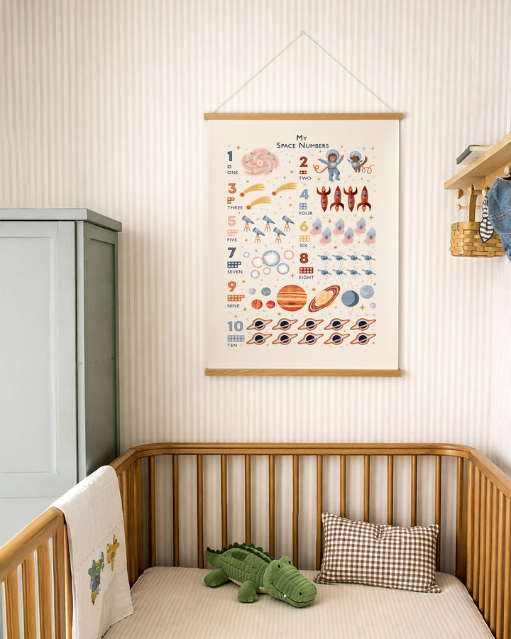 Personalised Space Numbers Print | Solar System Counting Poster & Nursery Wall Art