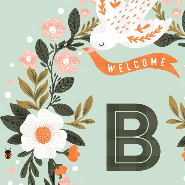 The 'B is for Baby' Floral Wreath Card - PaperPaintPixels