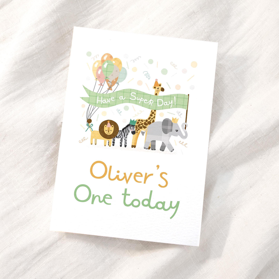 The Big 'One' Safari Birthday Card - PaperPaintPixels