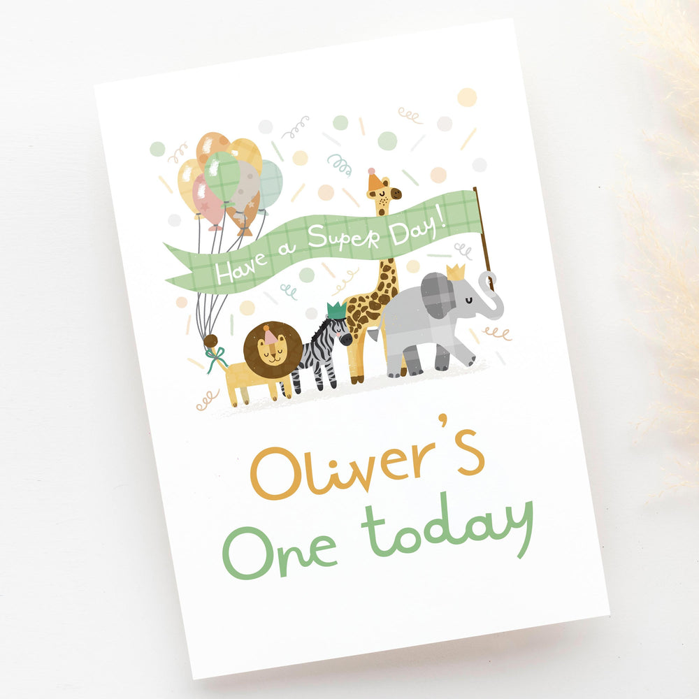 The Big 'One' Safari Birthday Card - PaperPaintPixels