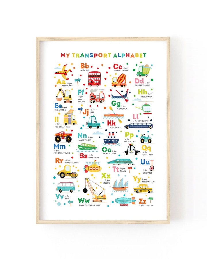 Transport Vehicles Alphabet Poster