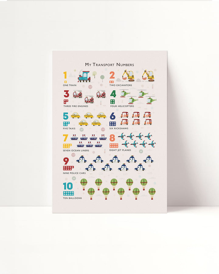 Transport Counting Vehicles Nursery Print