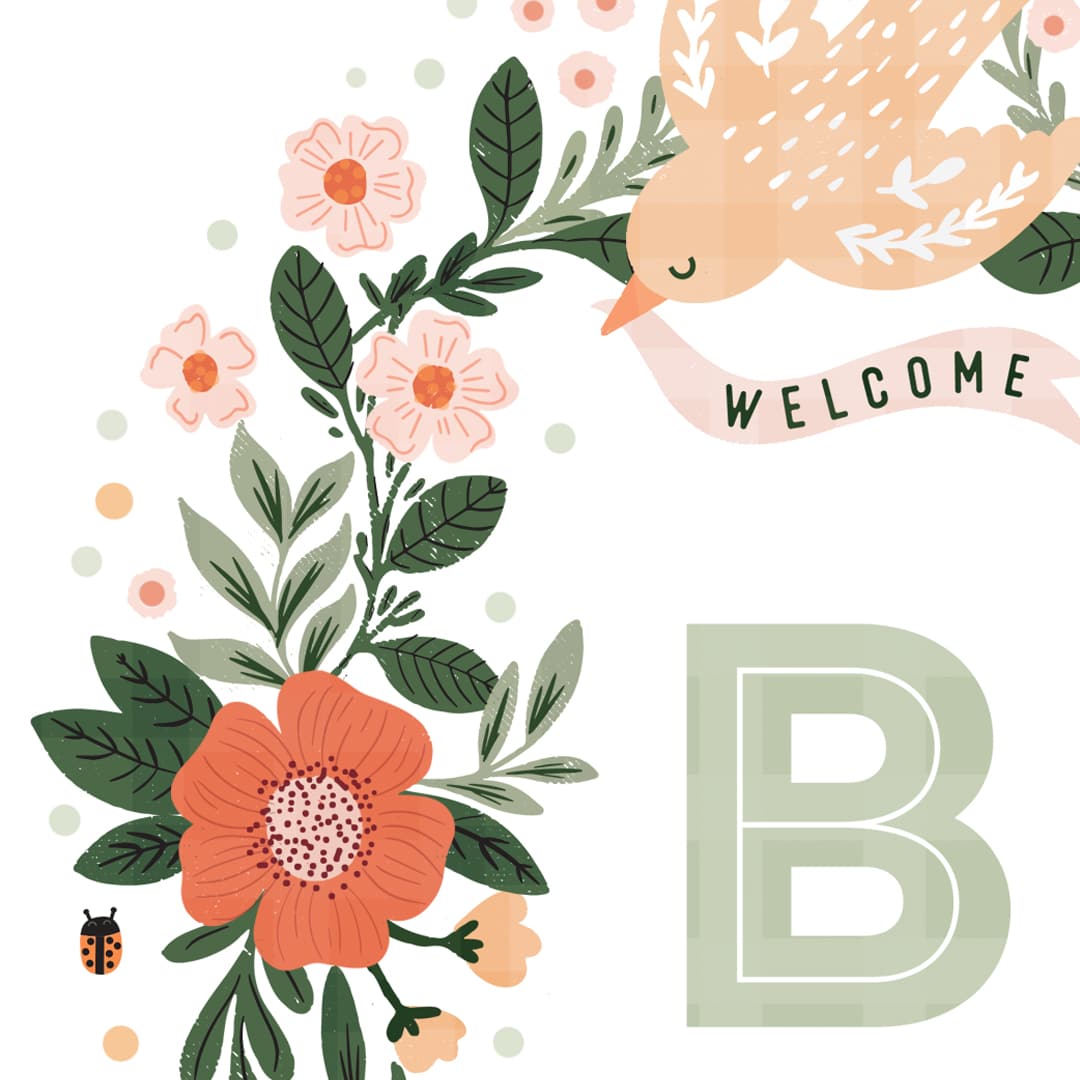 B is for Baby | New Baby Card in White