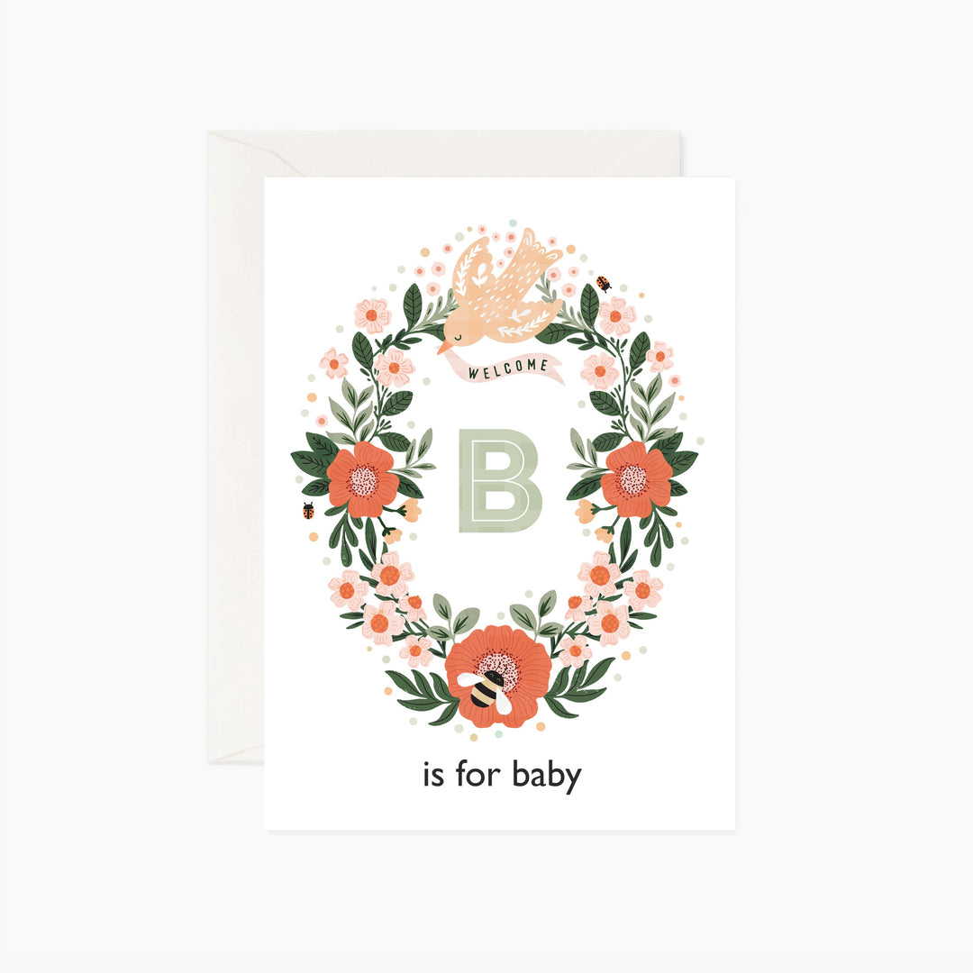 B is for Baby | New Baby Card in White