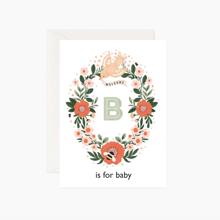 B is for Baby | New Baby Card in White