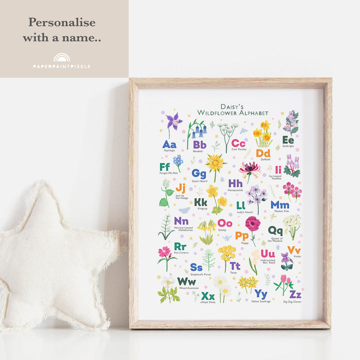 Wildflower A - Z Alphabet Print - PaperPaintPixels