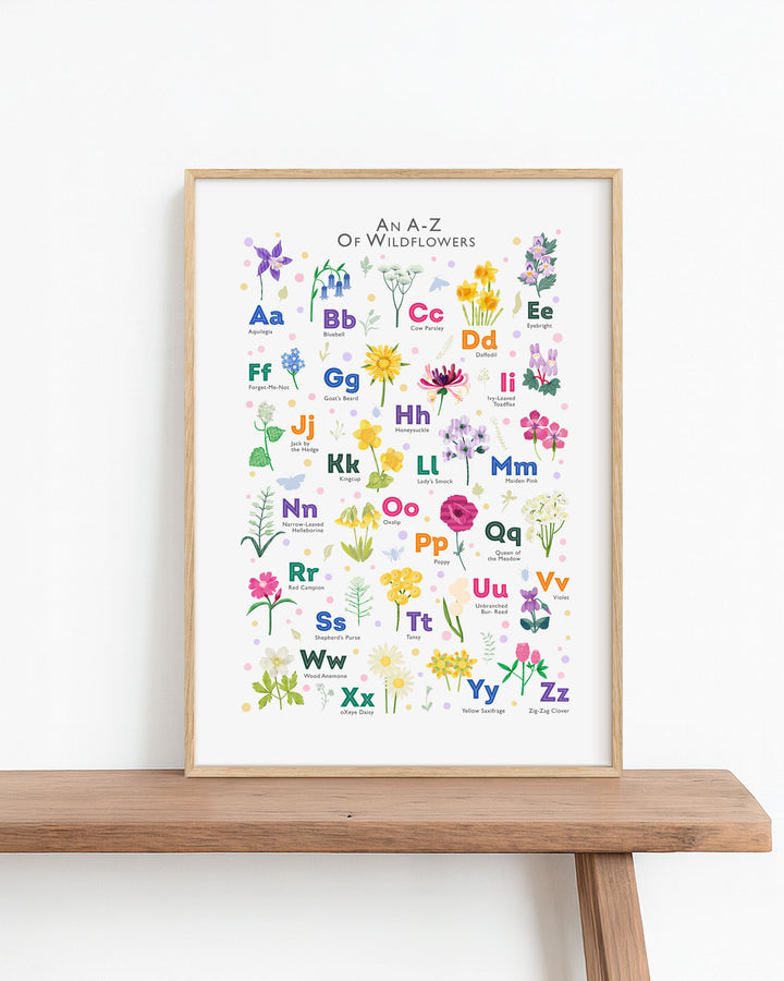 British Wildflower Alphabet Print | Botanical Wall Art | ABC Nursery Poster