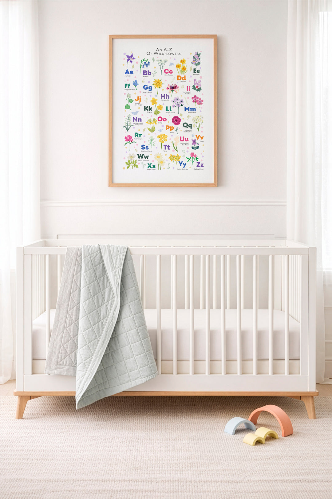British Wildflower Alphabet Print | Botanical Wall Art | ABC Nursery Poster