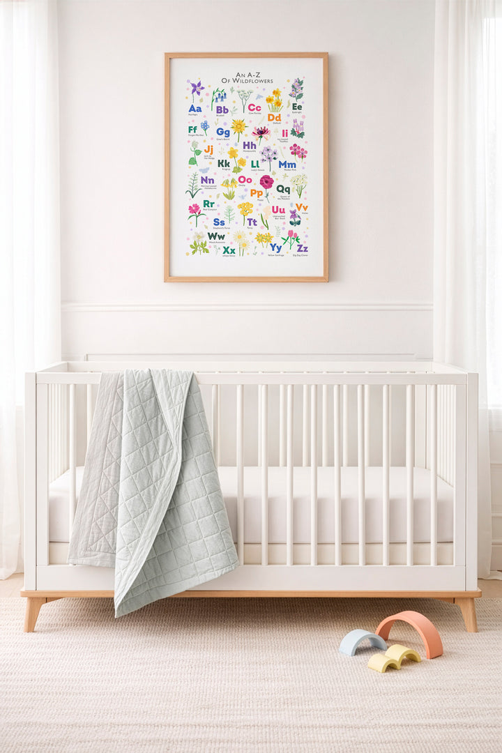 British Wildflower Alphabet Print | Botanical Wall Art | ABC Nursery Poster