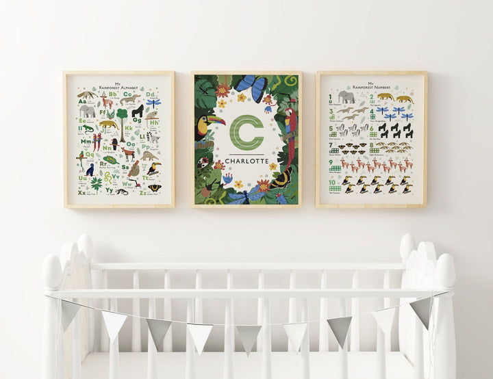 Personalised Rainforest Nursery Wall Art - PaperPaintPixels