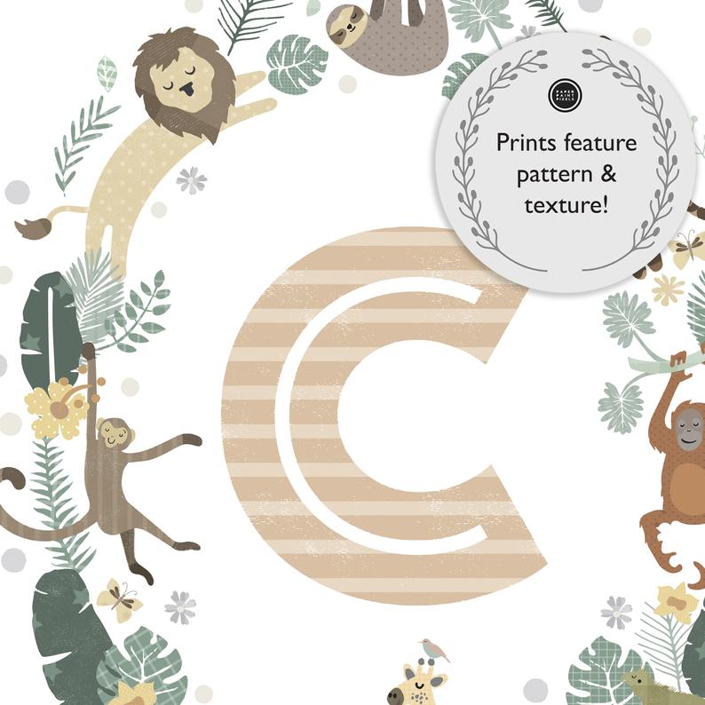 Personalised Safari Animals Nursery Decor Set - PaperPaintPixels