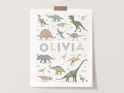 Personalized Dinosaur Name Print, Great Gift for Kids