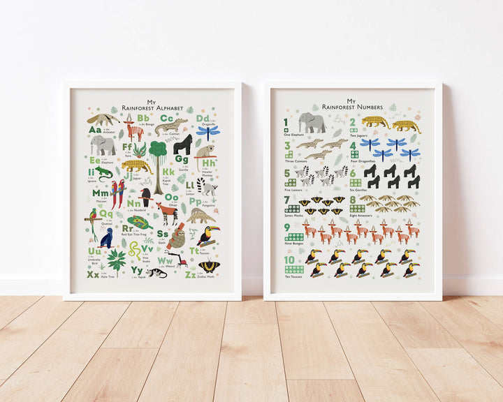 Jungle Animals Nursery Alphabet and Numbers Set - PaperPaintPixels
