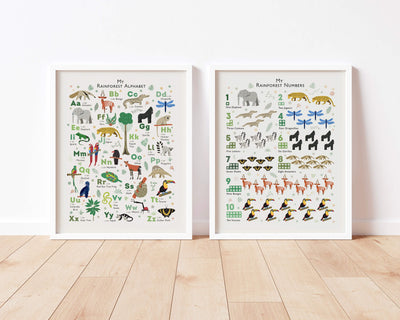 Jungle Animals Nursery Alphabet and Numbers Set - PaperPaintPixels