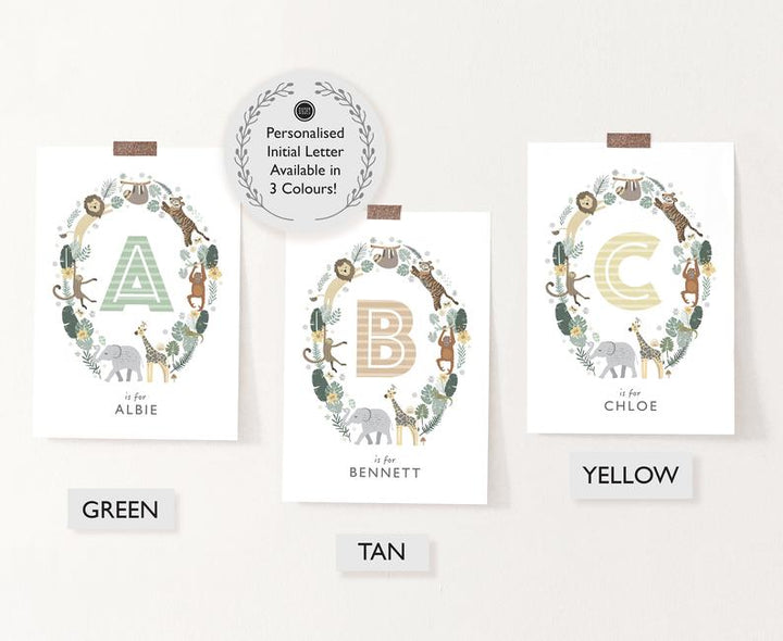 Personalised Safari Animals Nursery Decor Set - PaperPaintPixels