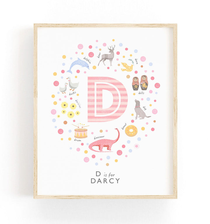 Girls Initial Letter D Print - PaperPaintPixels