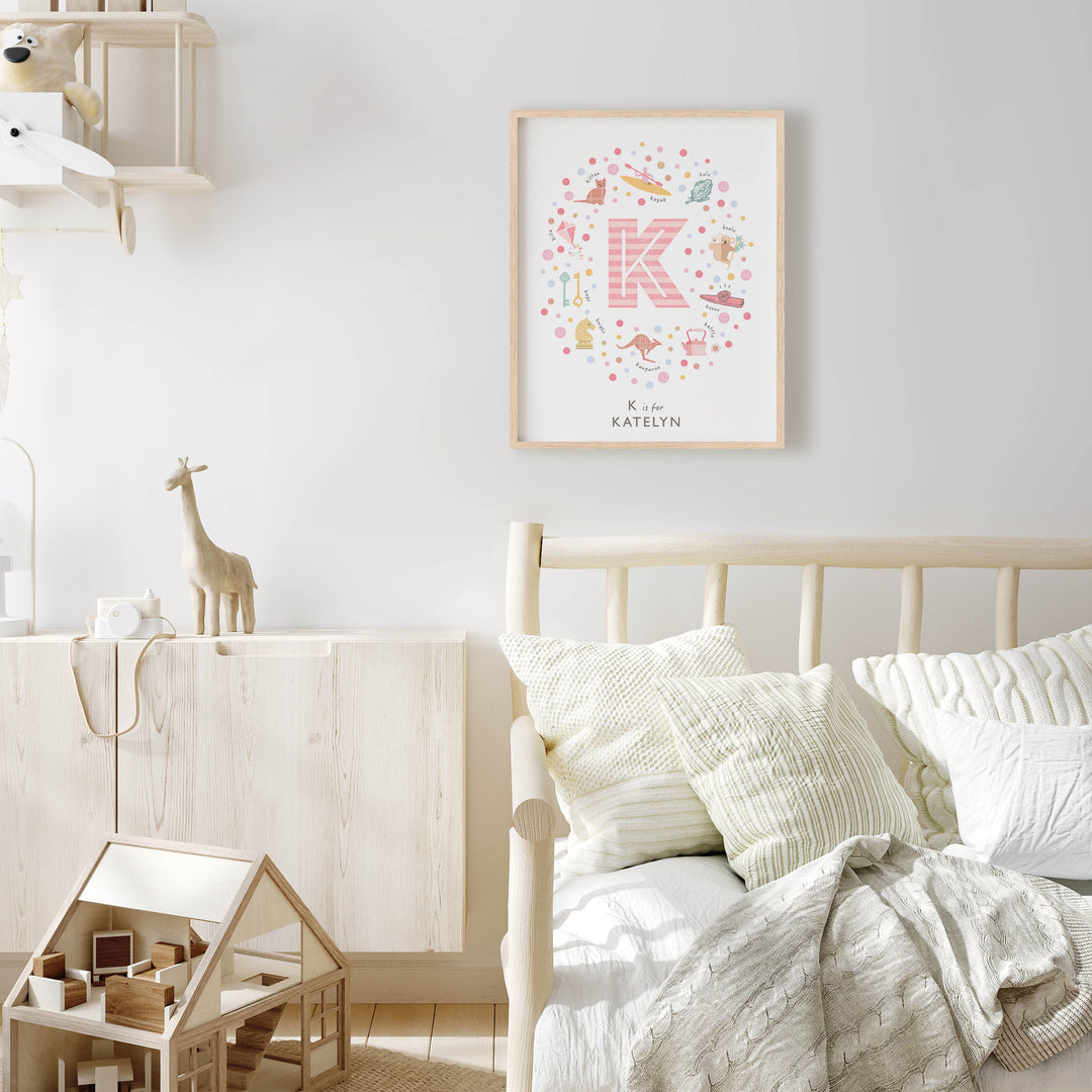 Girls Initial Letter K Print - PaperPaintPixels