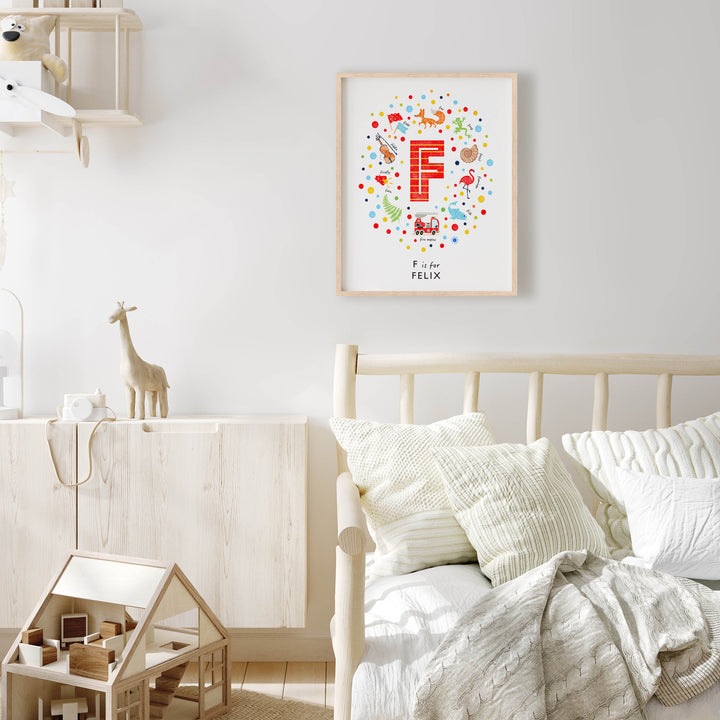 Boys Initial Letter F Print - PaperPaintPixels