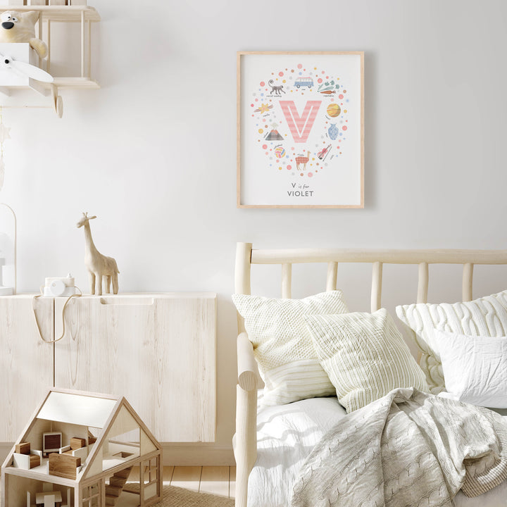 Girls Initial Letter V Print - PaperPaintPixels