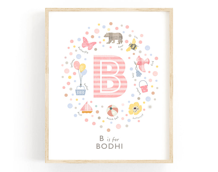 Girls Initial Letter B Print - PaperPaintPixels