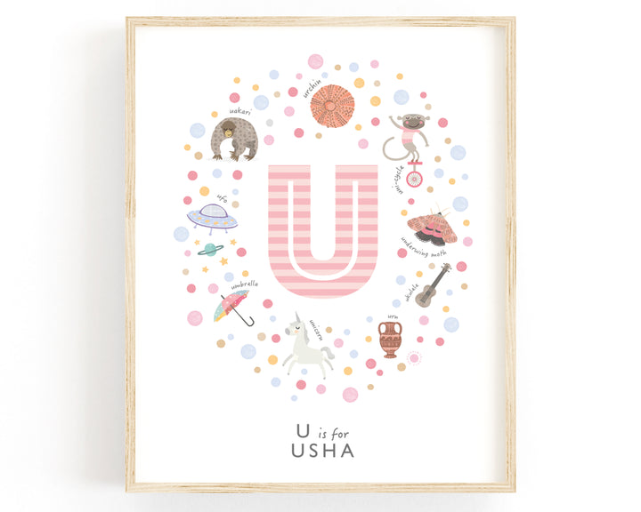 Girls Initial Letter U Print - PaperPaintPixels