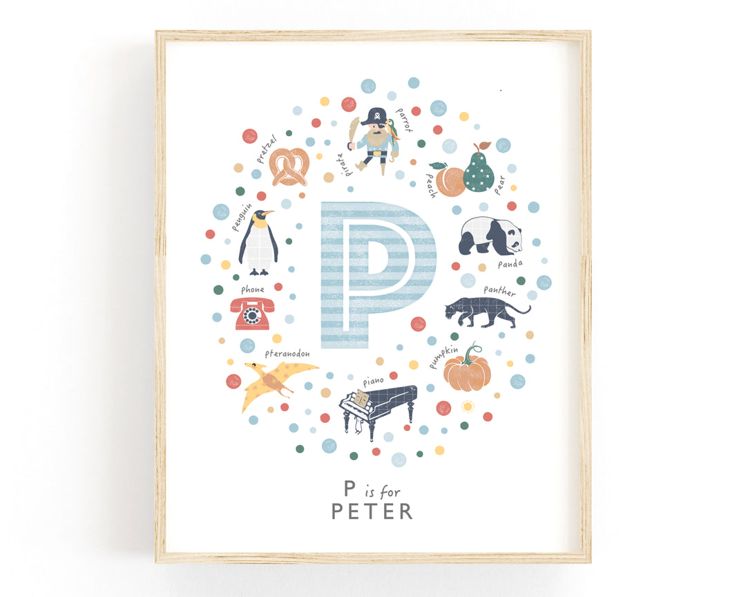 Boys Initial Letter P Print - PaperPaintPixels