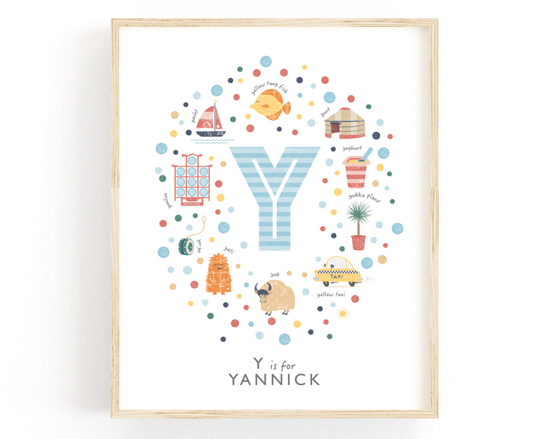 Boys Initial Letter Y Print - PaperPaintPixels