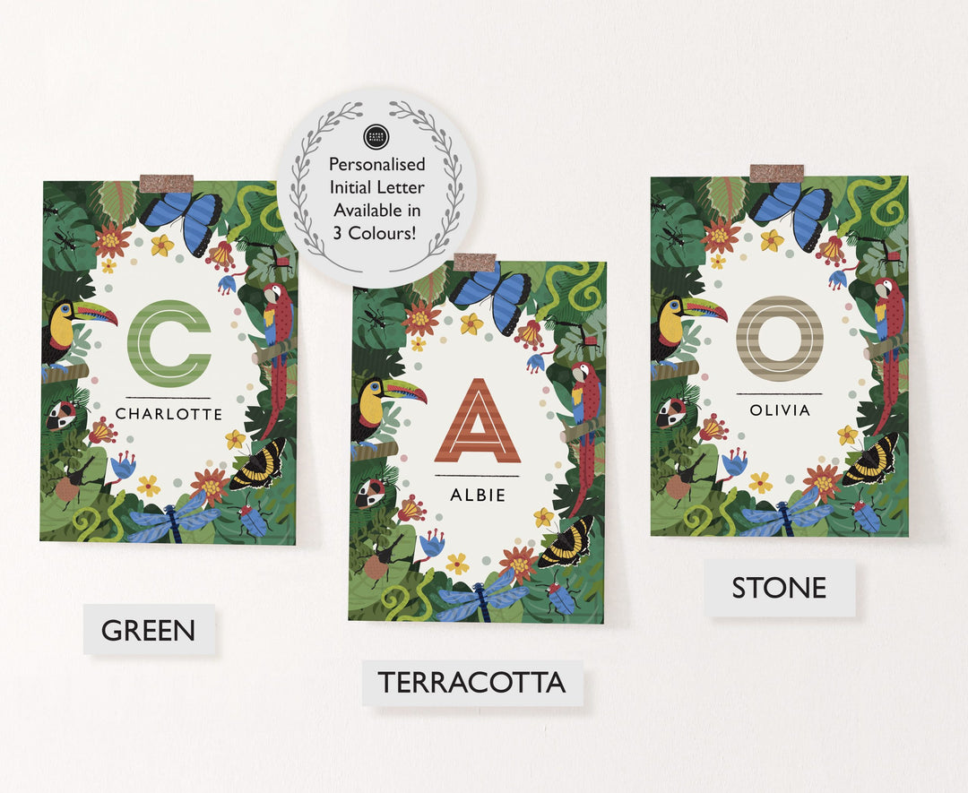 Personalised Jungle Nursery Name Print - PaperPaintPixels