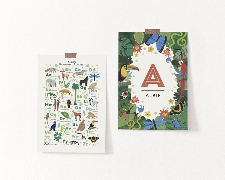 Personalised Jungle Animals Nursery Prints Set - PaperPaintPixels
