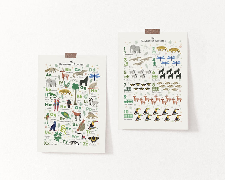 Jungle Animals Nursery Alphabet and Numbers Set - PaperPaintPixels