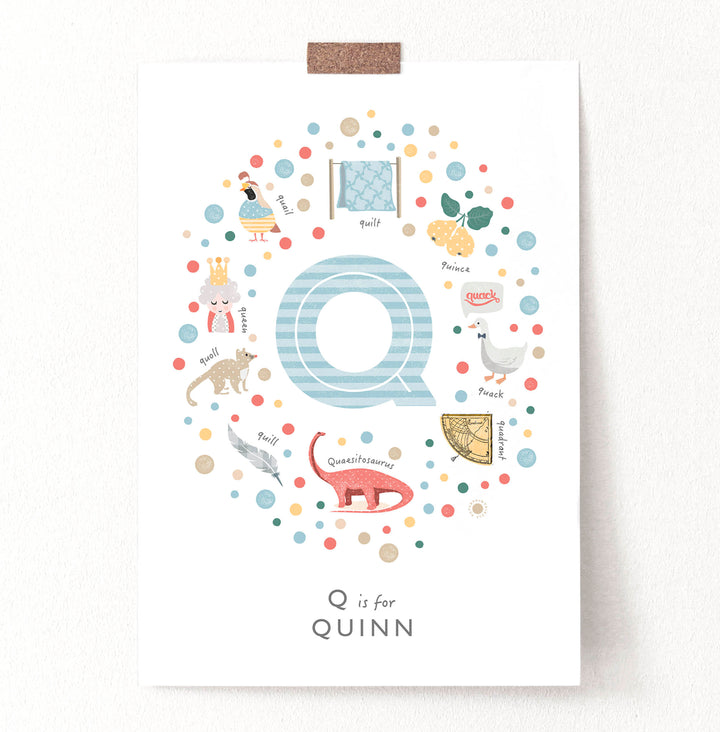 Boys Initial Letter Q Print - PaperPaintPixels