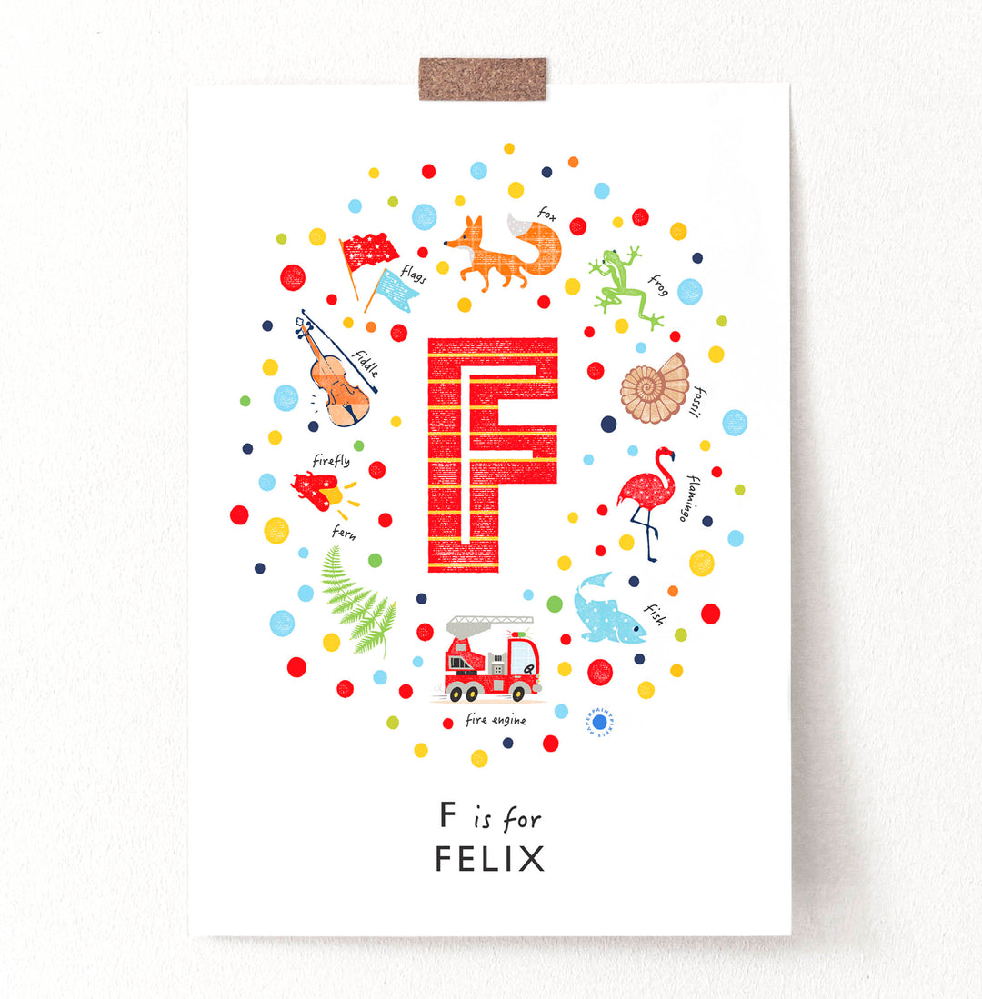 Boys Initial Letter F Print - PaperPaintPixels