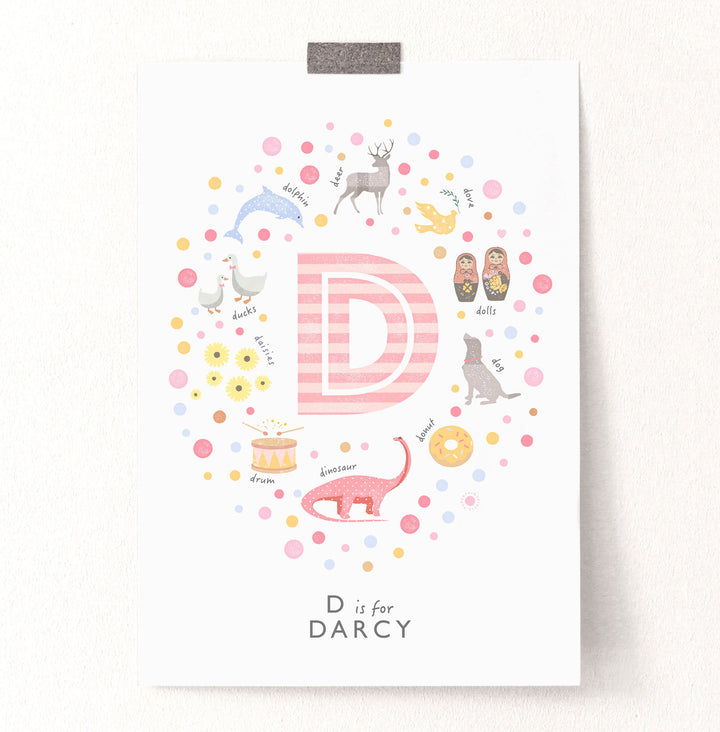 Girls Initial Letter D Print - PaperPaintPixels