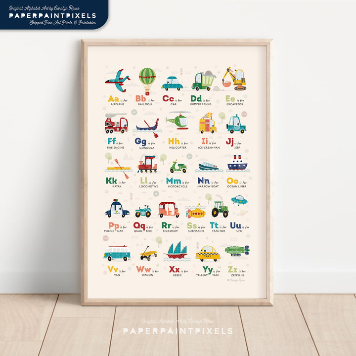 Vehicle Alphabet Poster - Printable Wall Art