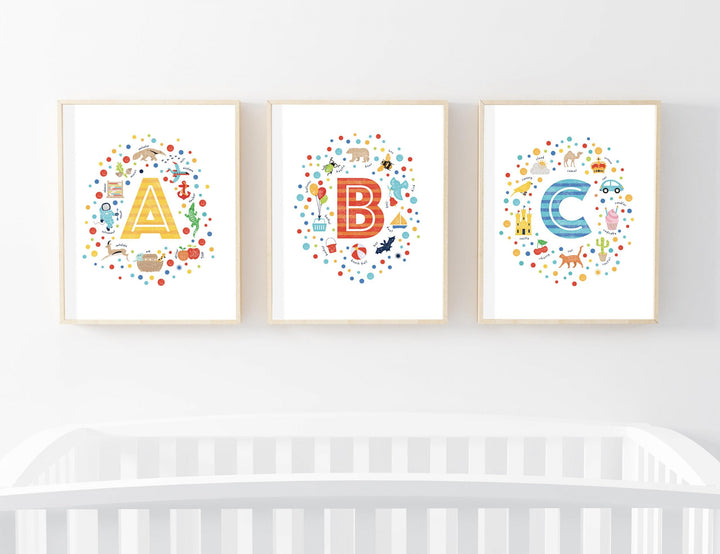 Nursery Decor Letter Prints - ABC - PaperPaintPixels