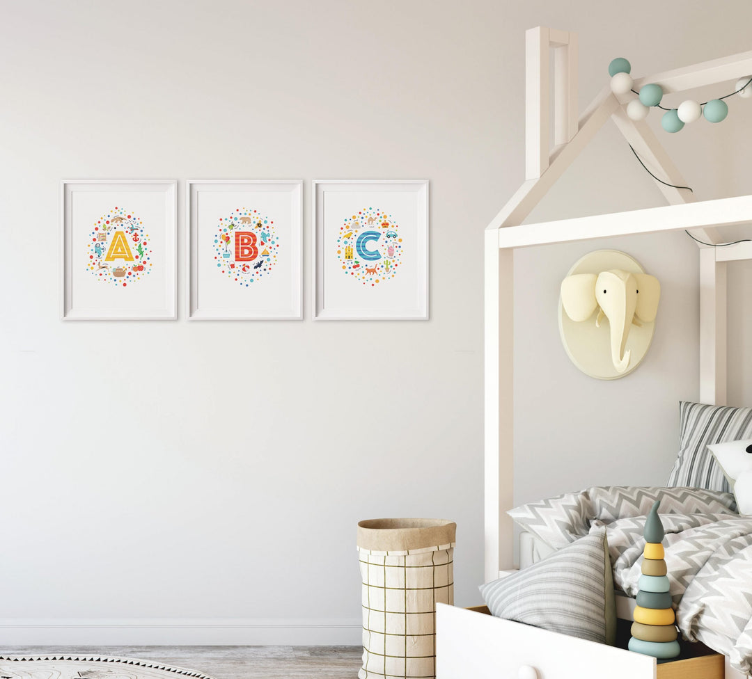 Nursery Decor Letter Prints - ABC - PaperPaintPixels